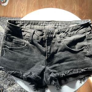 Black denim shorts